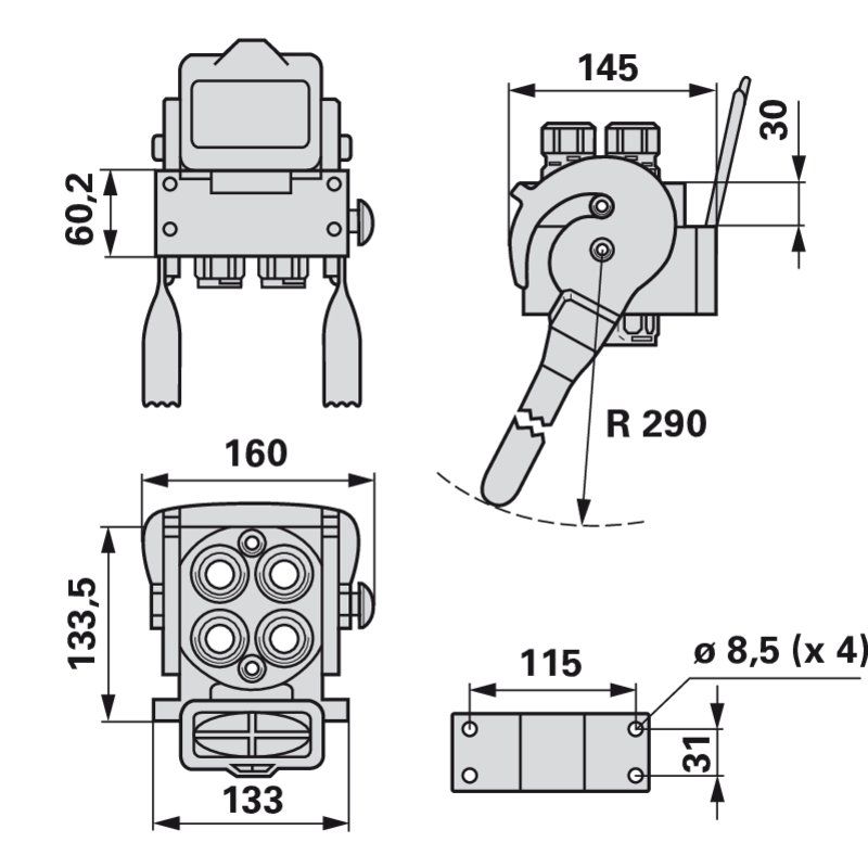 Multikuppler 2P508 Mobilteil unter Druck kuppelbar